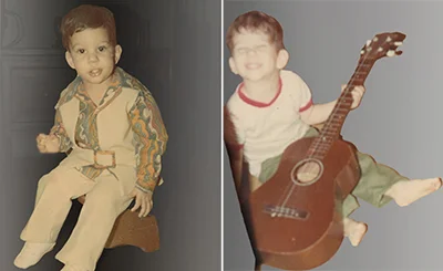 Michael Bartlett as toddler with guitar